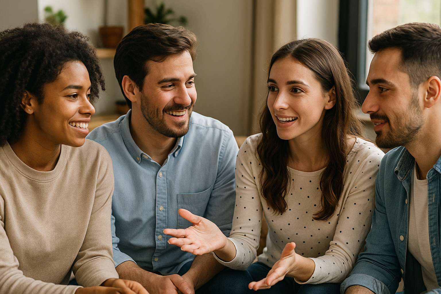 의미 있는 대화를 나누는 친구들