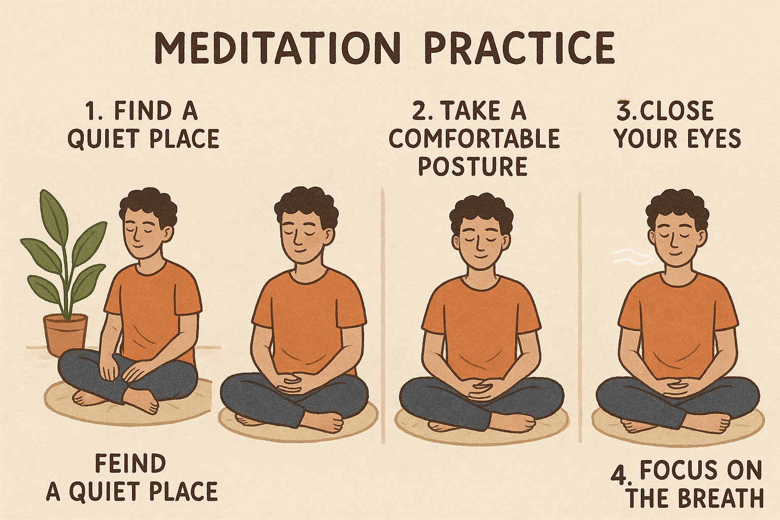 Step-by-step meditation guide illustration
