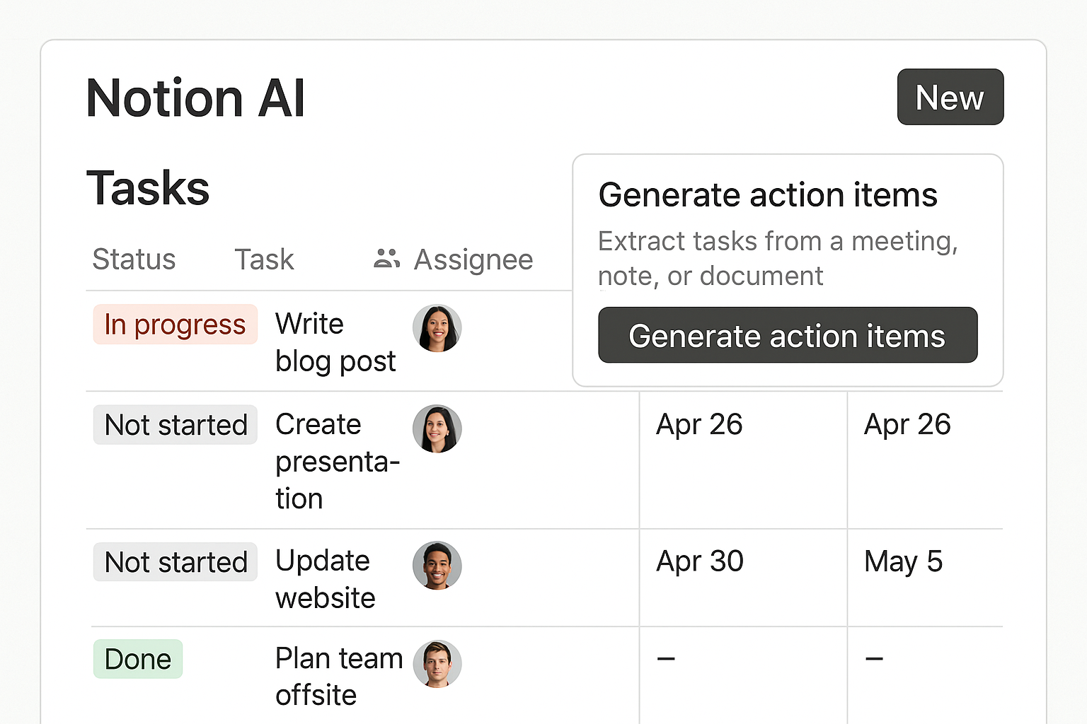 Notion AI 작업 관리 기능