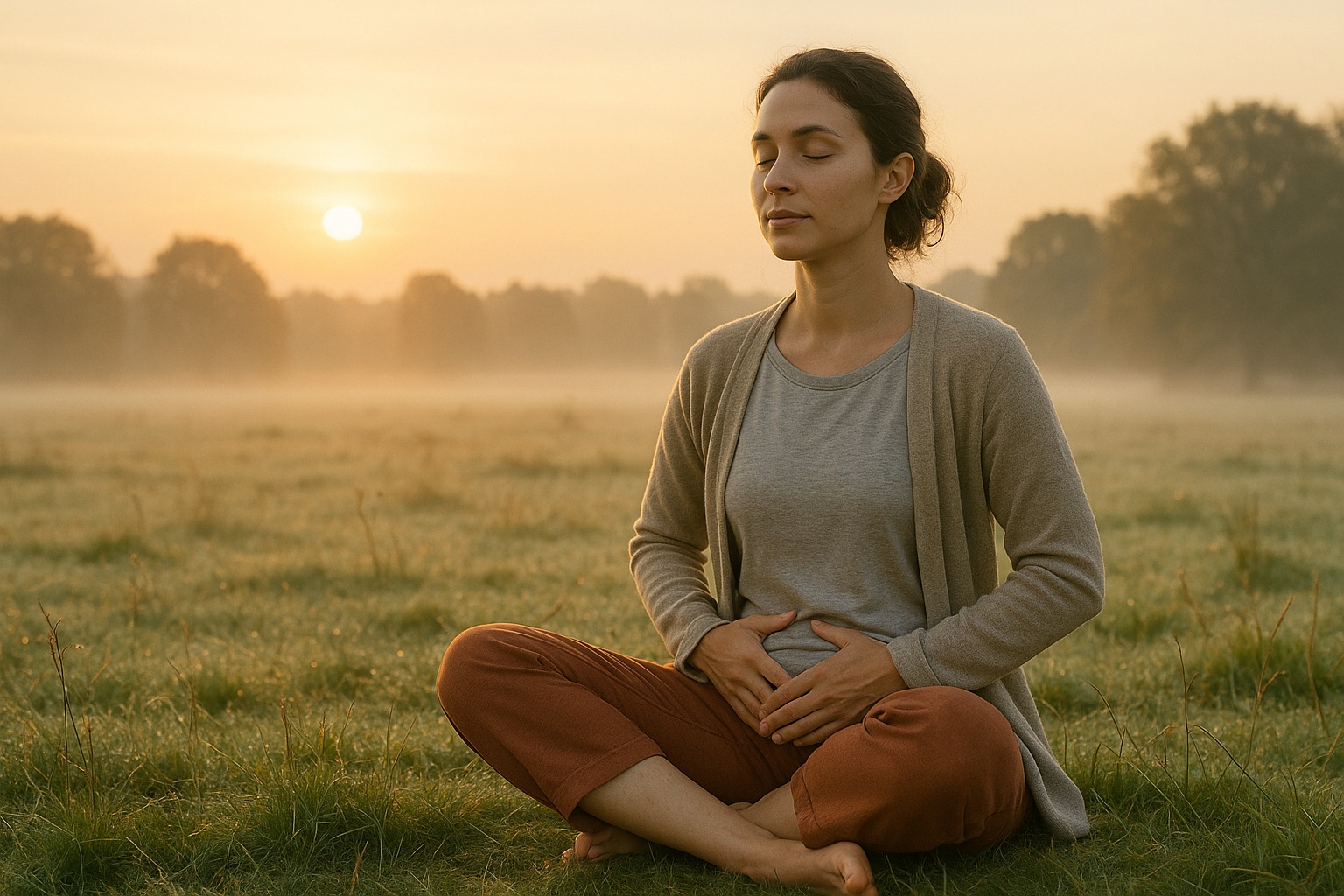 그라운딩을 연습하는 평온한 아침 풍경