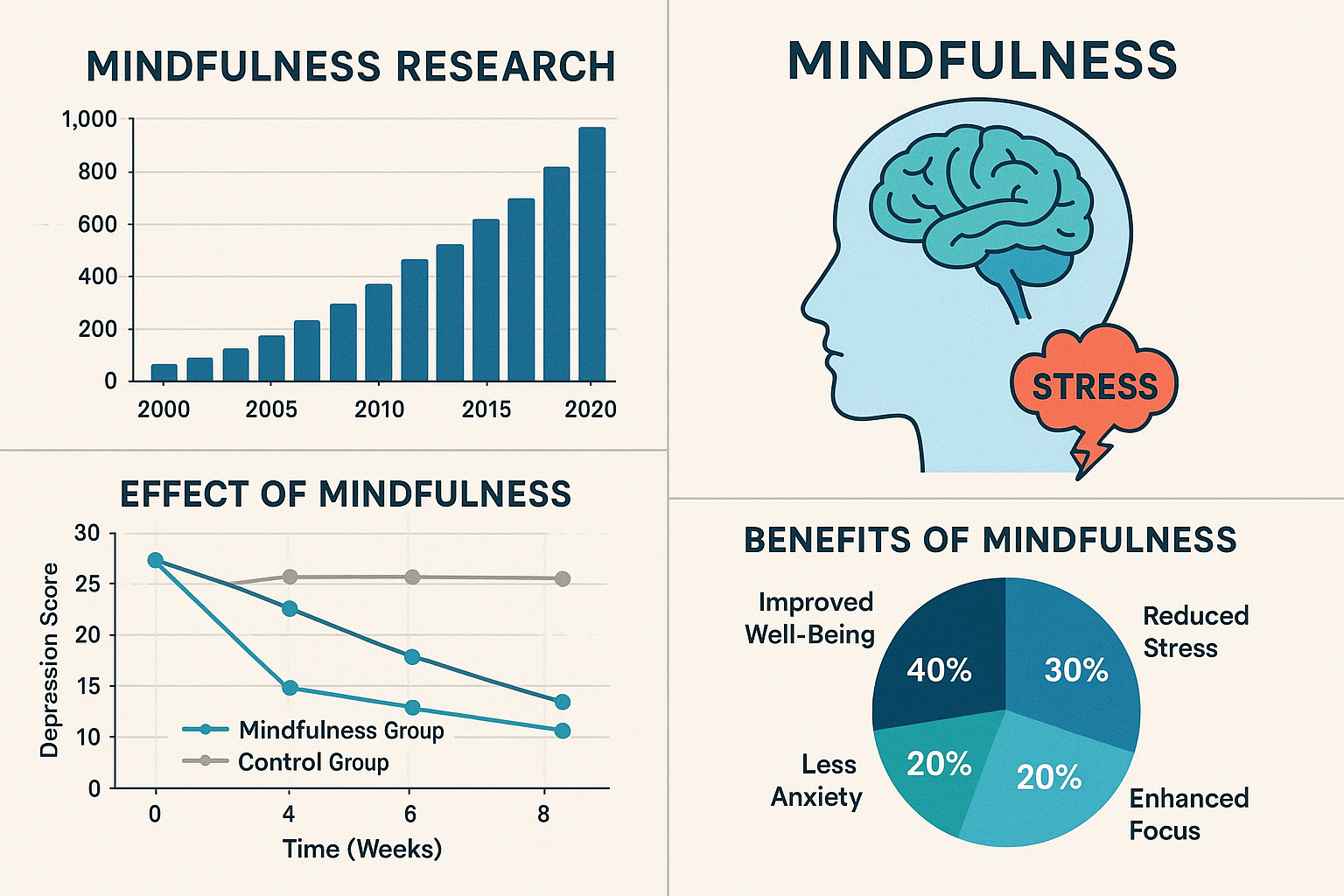마음챙김 관련 과학적 연구 시각화