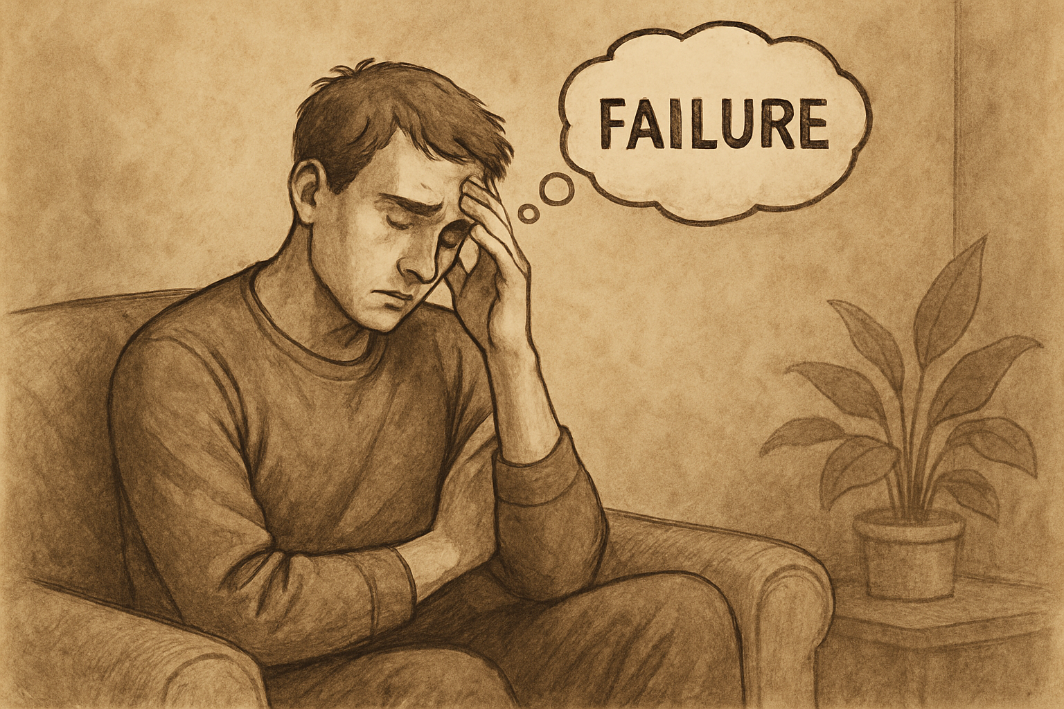 조용한 환경에서 실패를 성찰하는 사람