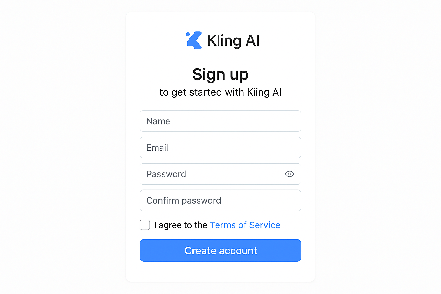 Kling AI 가입 과정 스크린샷