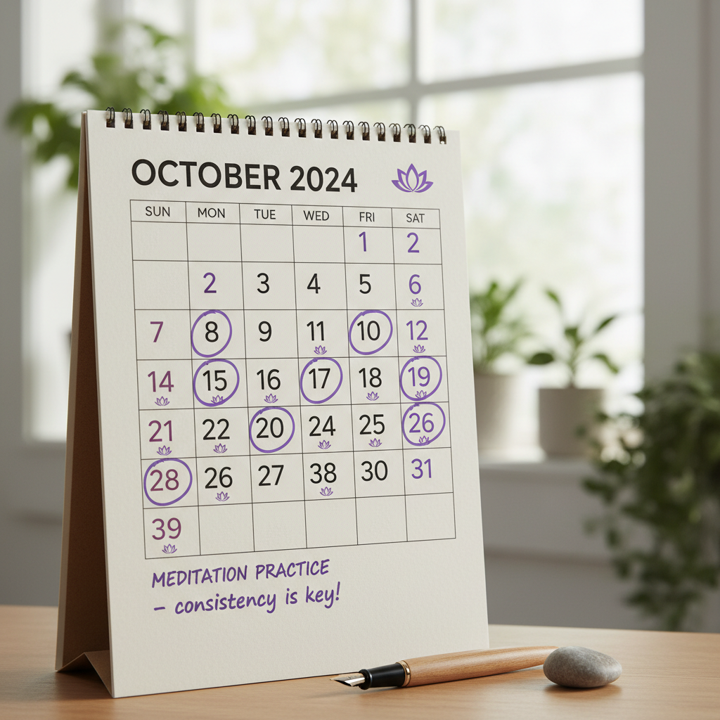 A calendar marking meditation practice days