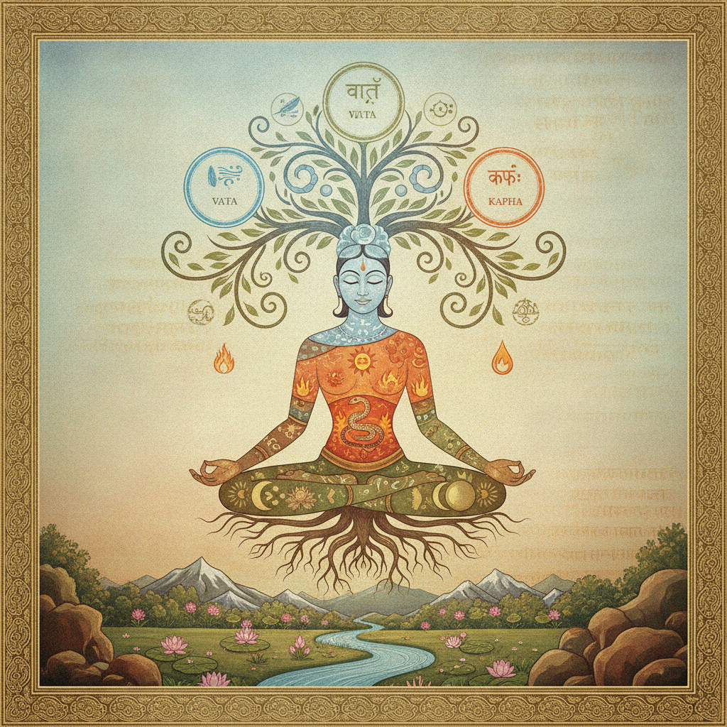 Illustration of Ayurveda and Doshas
