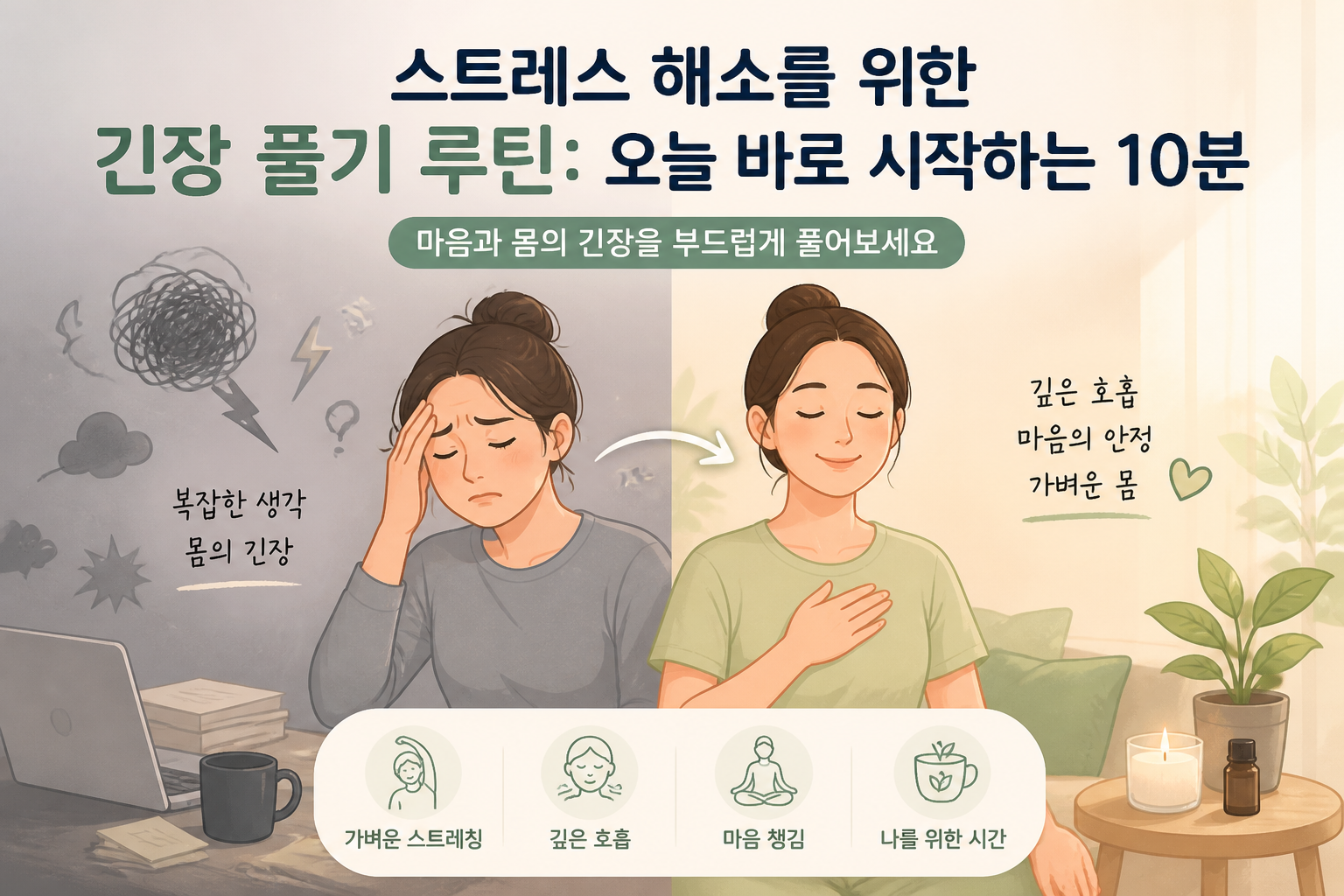 스트레스와 긴장감을 표현하는 일러스트