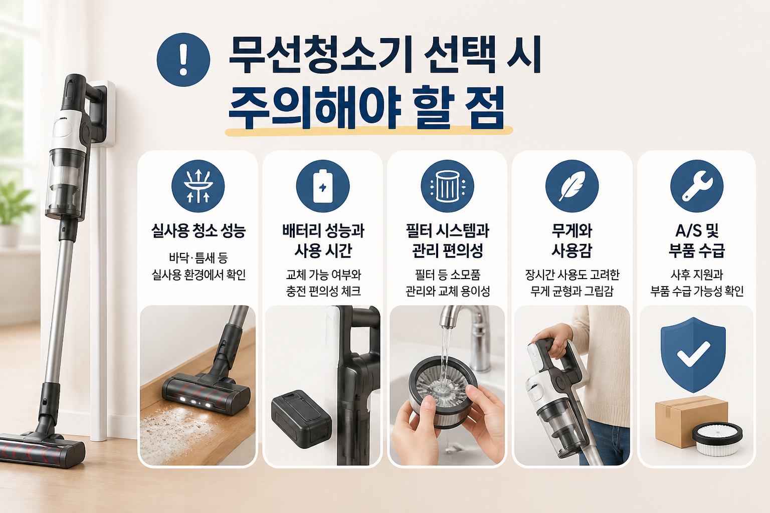 무선청소기 선택 시 주의해야 할 점