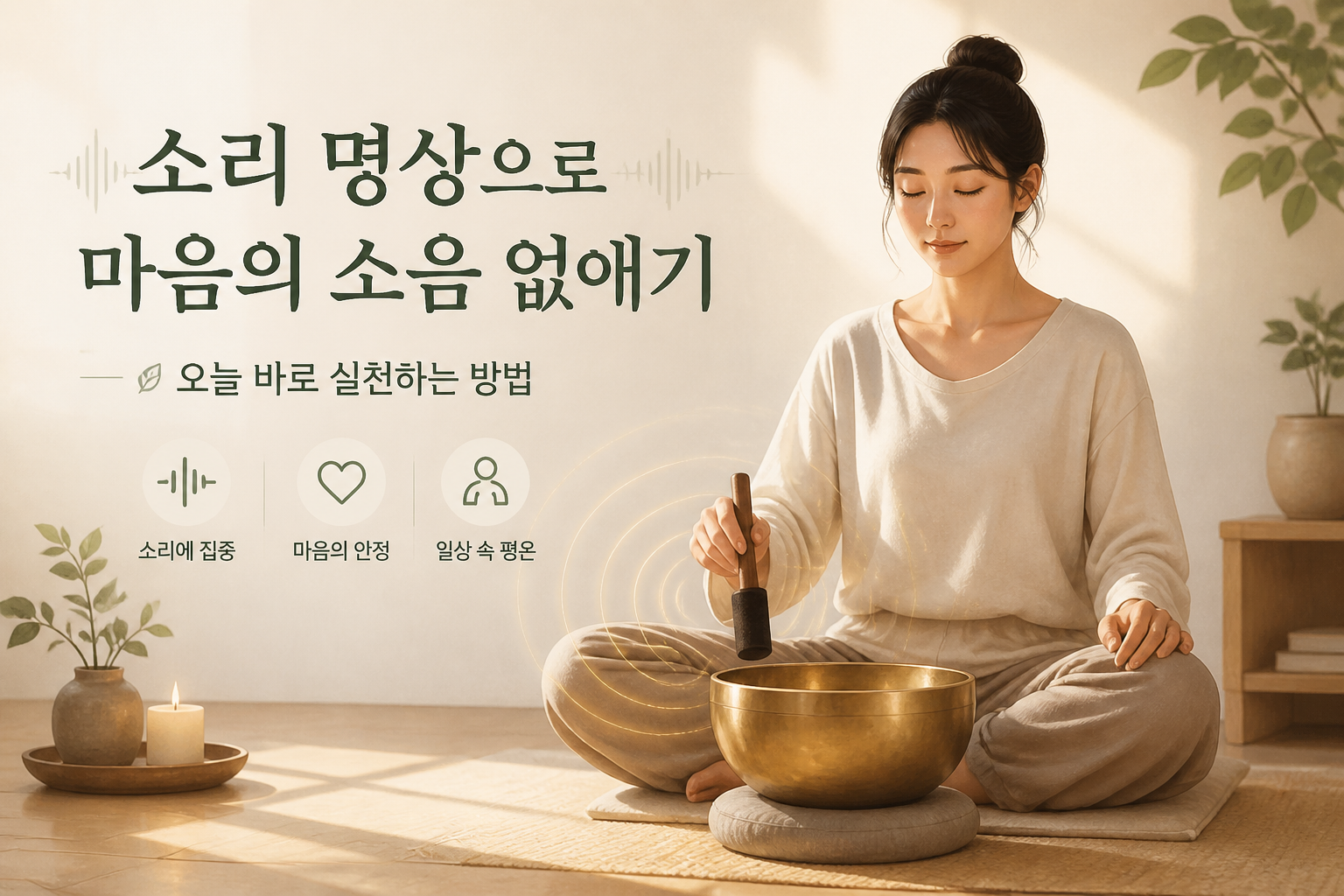 명상하는 사람과 싱잉볼의 일러스트
