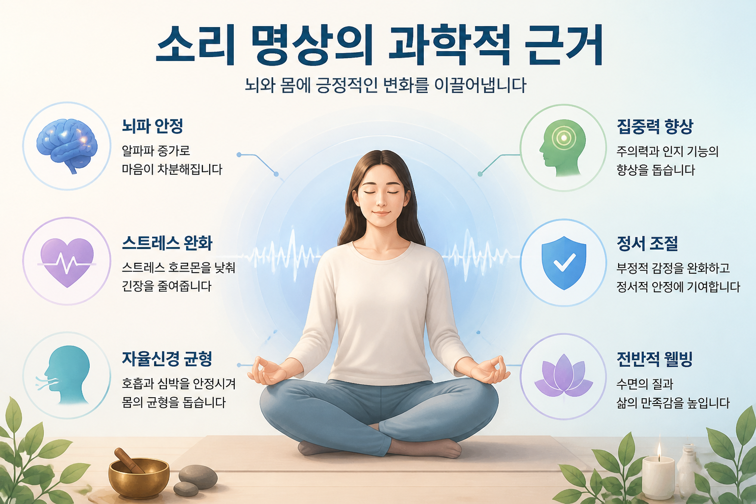 소리 명상의 과학적 근거를 설명하는 인포그래픽