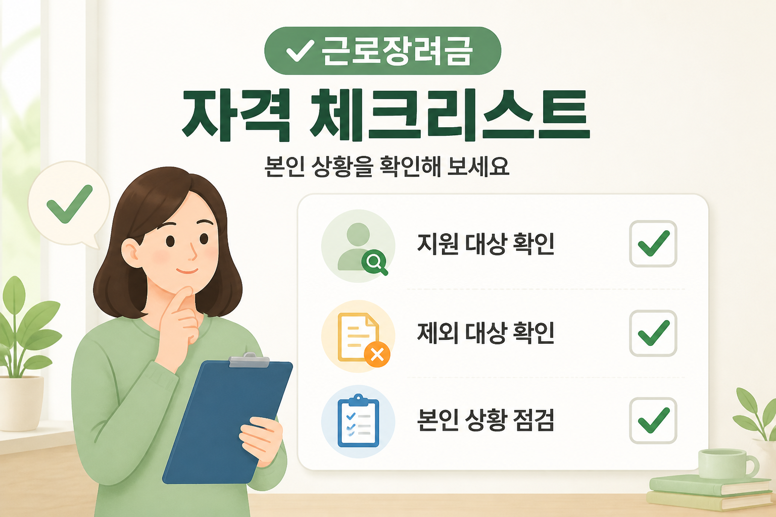 근로장려금 자격 체크리스트 이미지