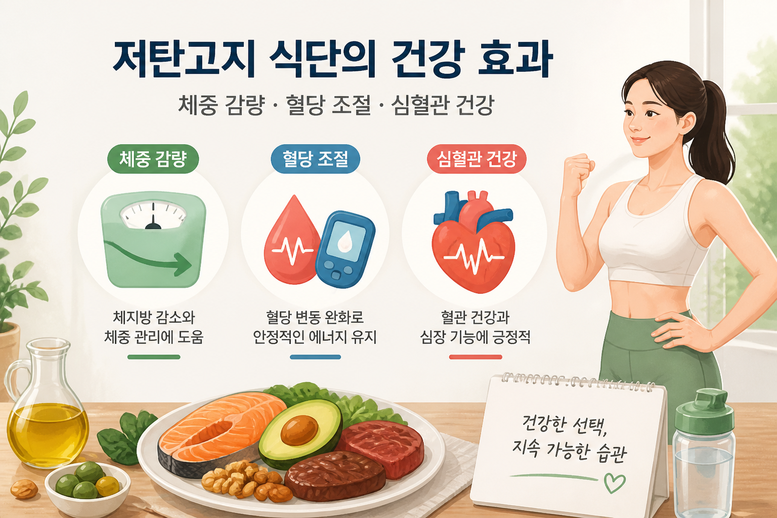 Illustration Showing Effects on Weight Loss, Blood Sugar Control, and Cardiovascular Health